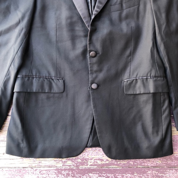 Paul Betenly Rocco Tuxedo Jacket Black 100% Wool Super 120s 38S - Picture 3 of 16